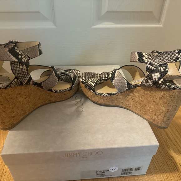 Jimmy Choo Snakeskin Portia Wedges Espadrilles - Picture 7 of 10